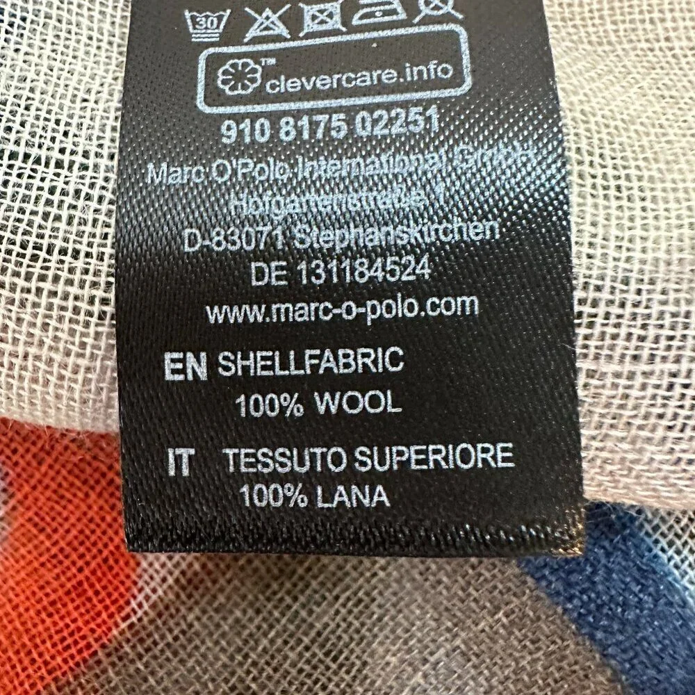 NWT Marco Polo Digital Print Multicolor 100% Wool Woven Scarf 42